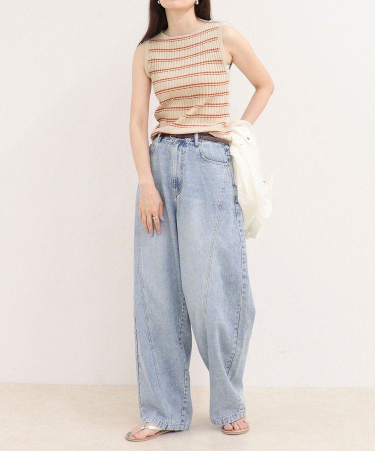 ［WEB限定 SPECIAL SALE！］ボーダーリブニットノースリーブプルオーバー