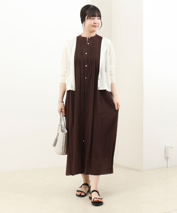 麻調シアーボイルピンタックワンピース