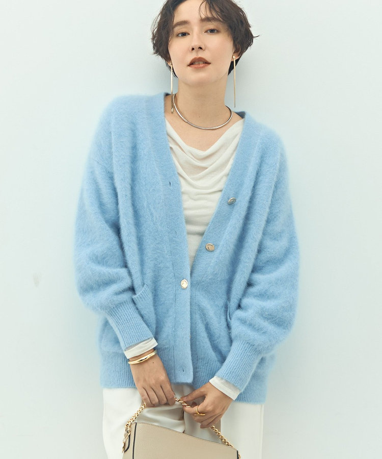 カシミヤ混ヘアリーVネックカーディガン（5-0030-6-02-011）｜NOLLEY'S