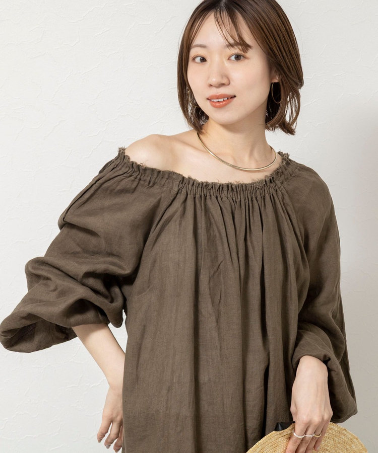 【WALANCE/ワランス】natural dye linen balloon sleeve dress