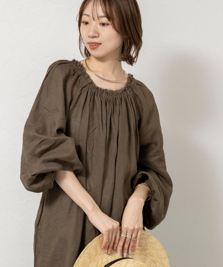 【WALANCE/ワランス】natural dye linen balloon sleeve dress