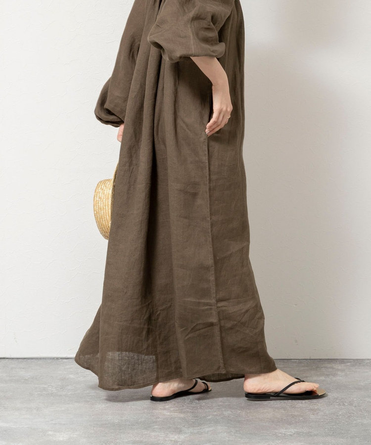 【WALANCE/ワランス】natural dye linen balloon sleeve dress