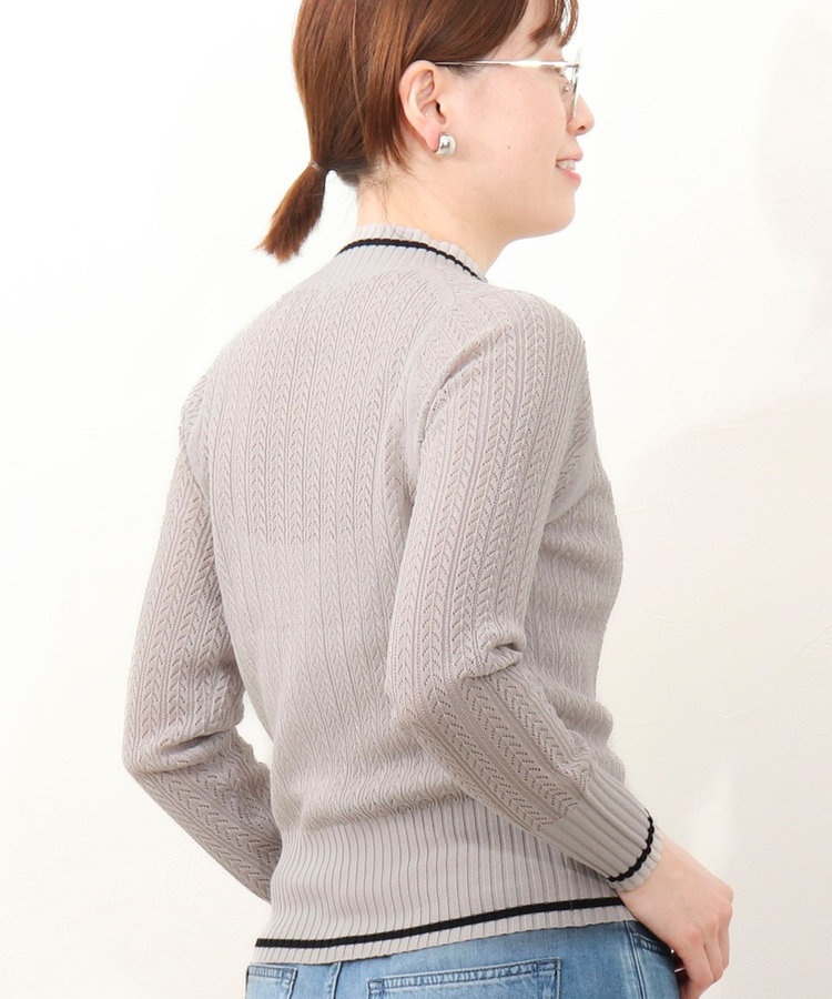 松葉柄ライン入りカーディガン