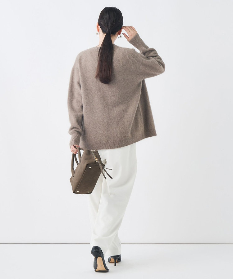 《手洗い可能》ヘアリー長めVネックカーディガン