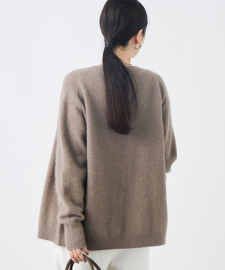 《手洗い可能》ヘアリー長めVネックカーディガン