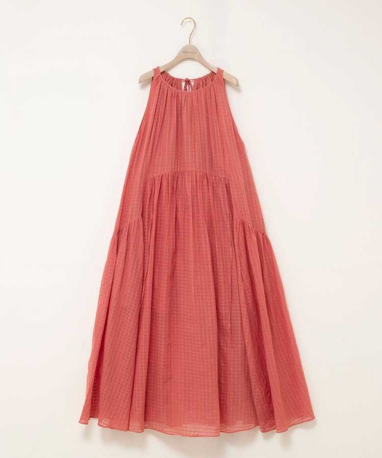 【WALANCE/ワランス】natural dye sheer cotton check gather dress
