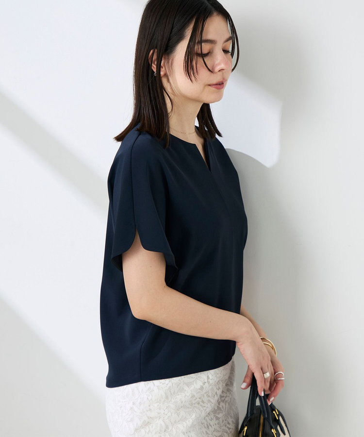 《セットアップ対応》NEW morisachiウォッシャブルツイルケープ風ブラウス
