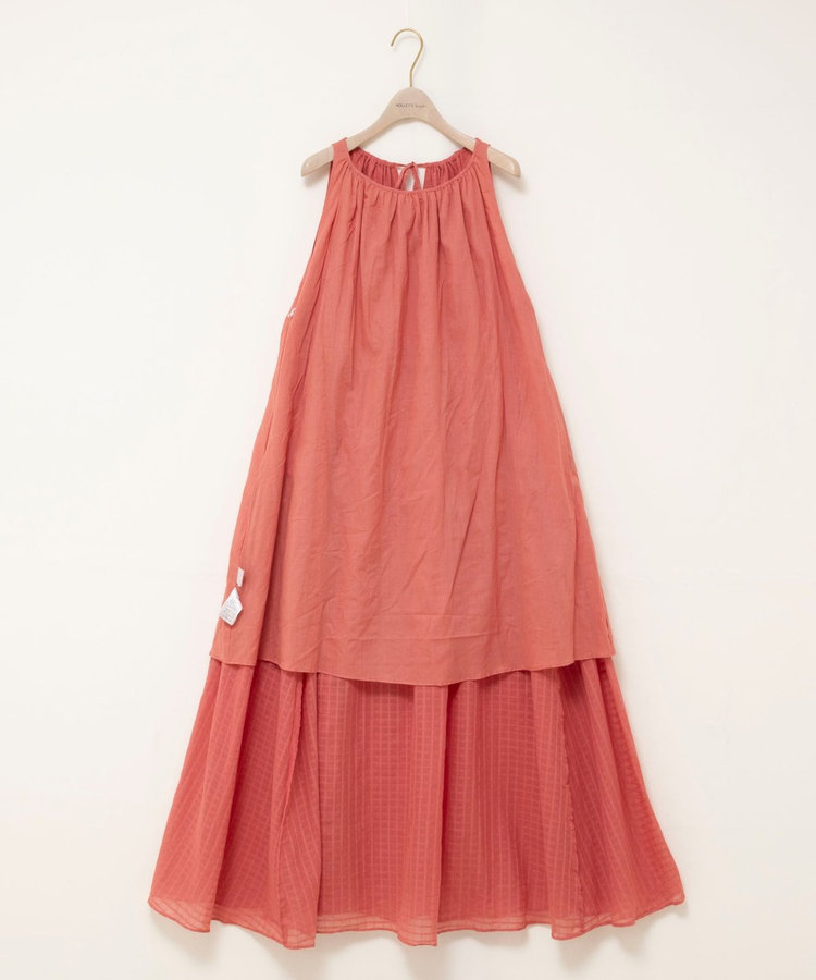 【WALANCE/ワランス】natural dye sheer cotton check gather dress