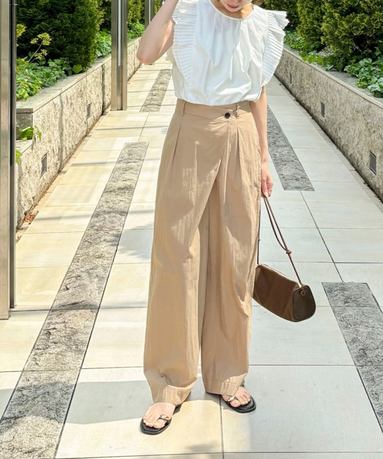 【一部WEB限定サイズ】《撥水》ウォッシャブル撥水ワイドラップパンツ