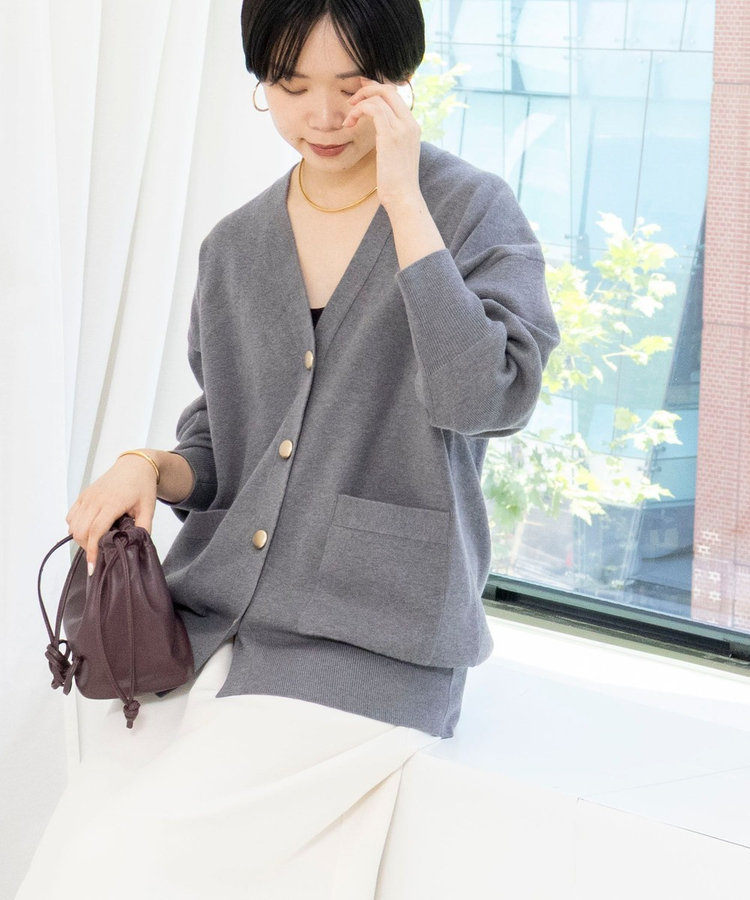 【WEB限定】《手洗い可能》総針ビックVネックカーディガン
