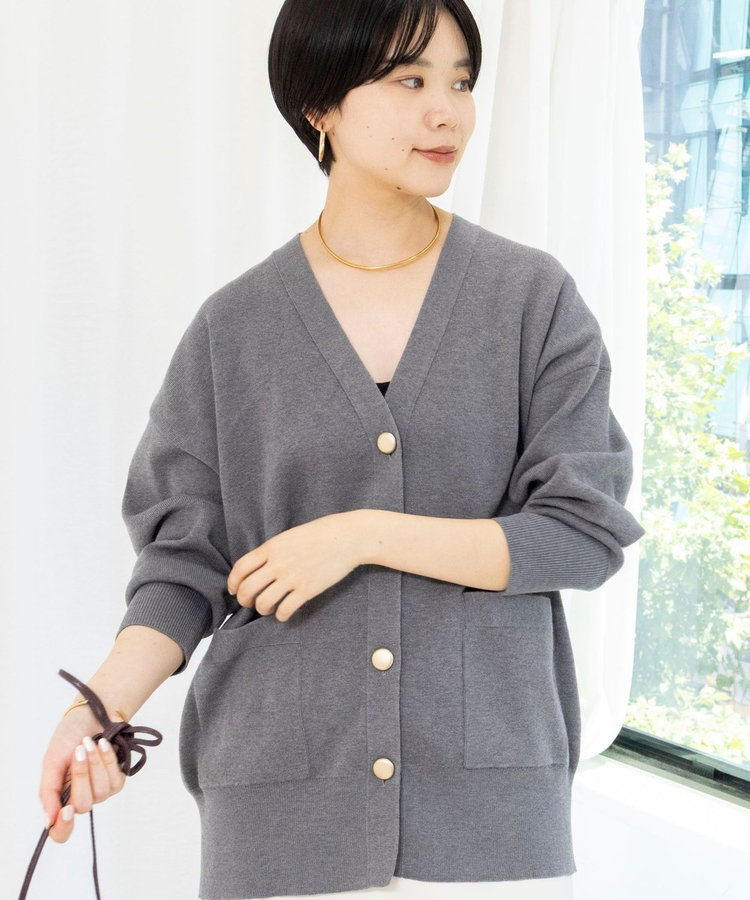 【WEB限定】《手洗い可能》総針ビックVネックカーディガン