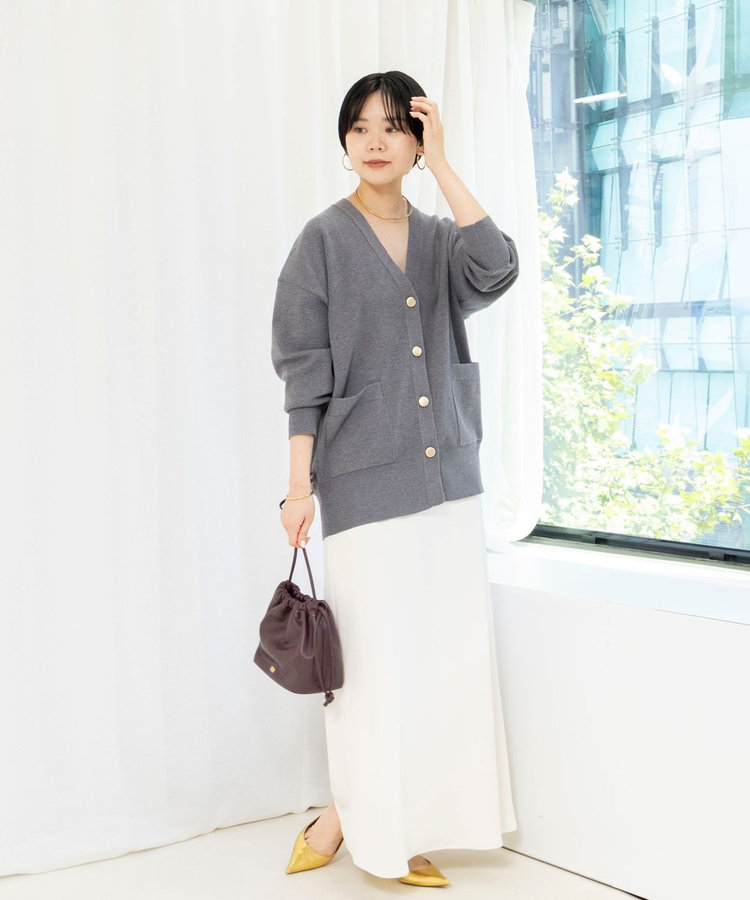 【WEB限定】《手洗い可能》総針ビックVネックカーディガン