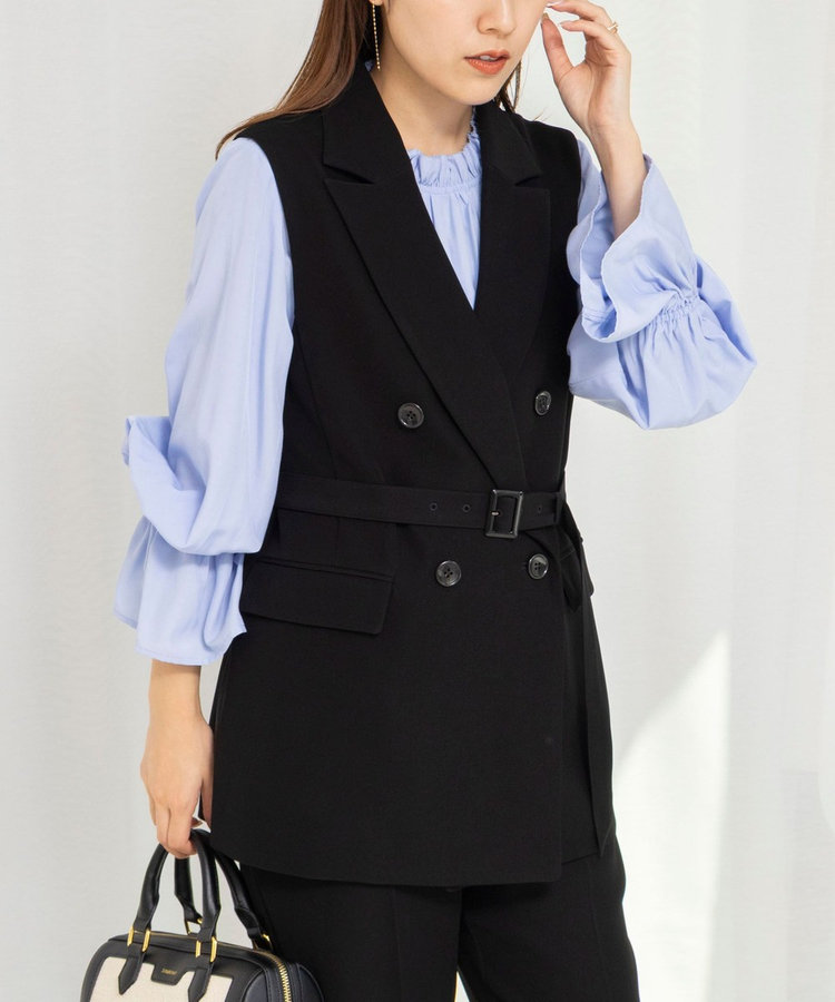 セットアップ対応》ウォッシャブルダブルクロスジレ（6-0035-1-04-004