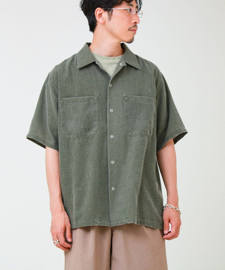 【セットアップ対応】麻調ウォッシュ ショートスリーブシャツ