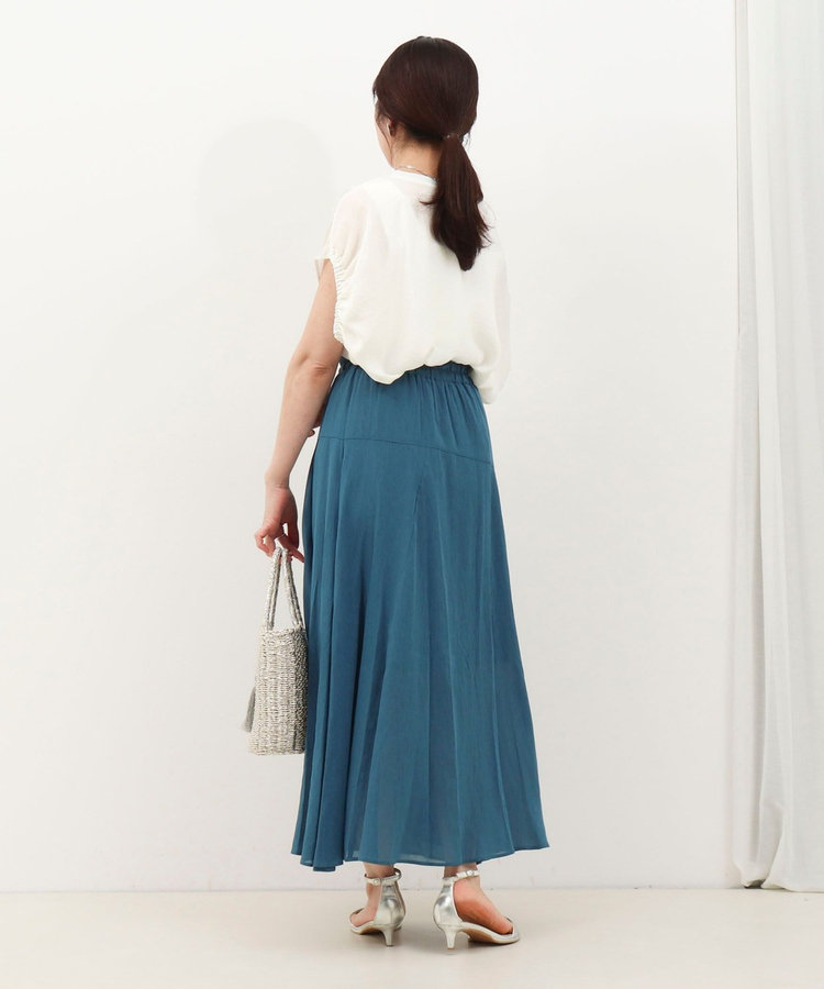 麻調シアーラップ風フレアスカート