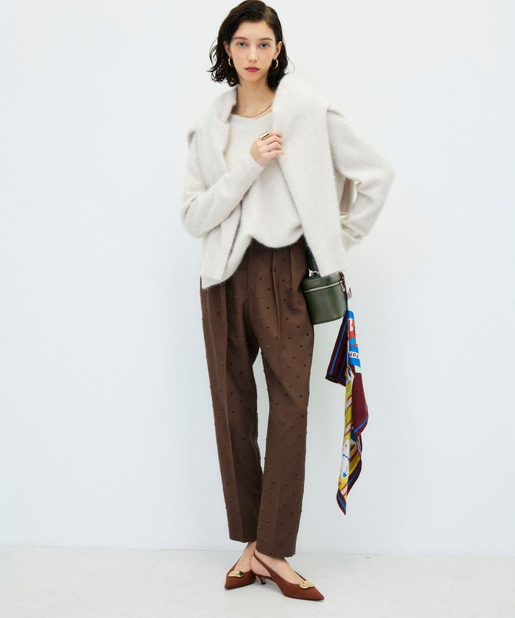 【CLASSY.お仕事名品大賞 『美脚パンツ賞』受賞！】ウォッシャブルドットツッキリテーパードパンツ