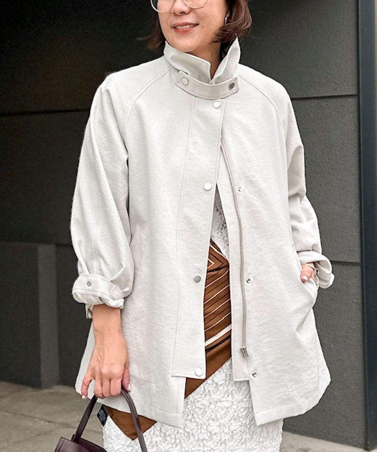 ウォッシャブルエアーツイルステンカラーハーフコート