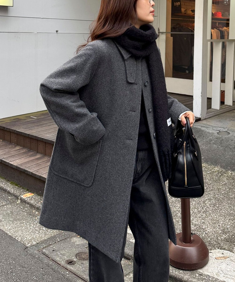 Super100ステンカラーミドルコート（5-0021-6-28-001）｜fredy emue