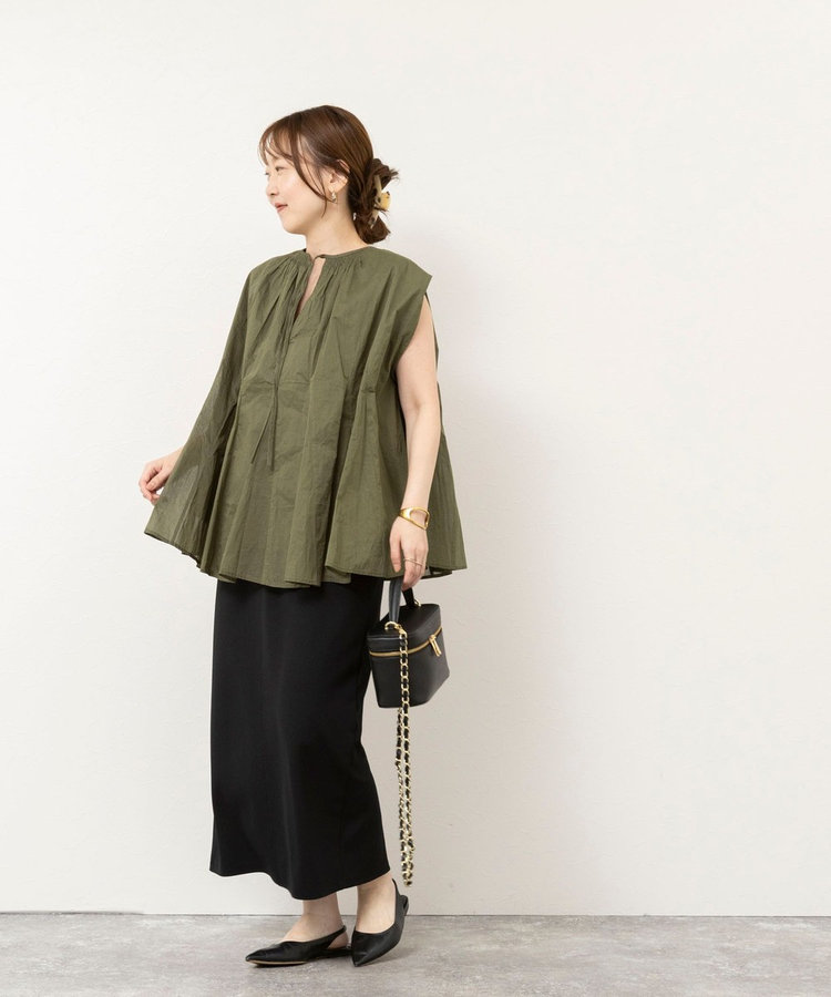 【MARILYN MOON/マリリーンムーン】sheer starched cottonブラウス