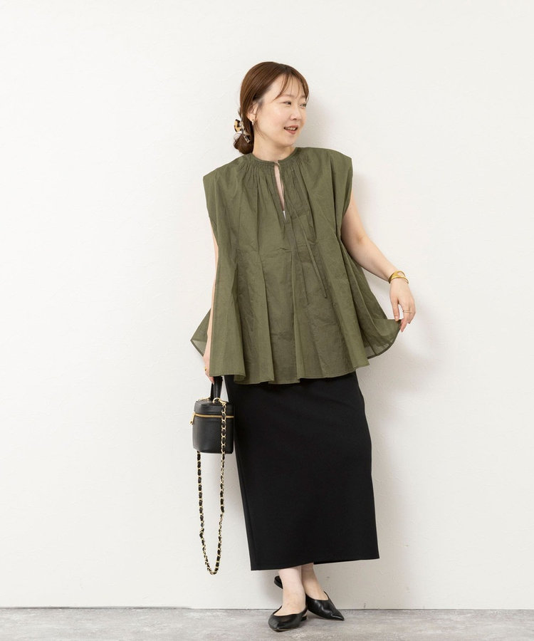 【MARILYN MOON/マリリーンムーン】sheer starched cottonブラウス