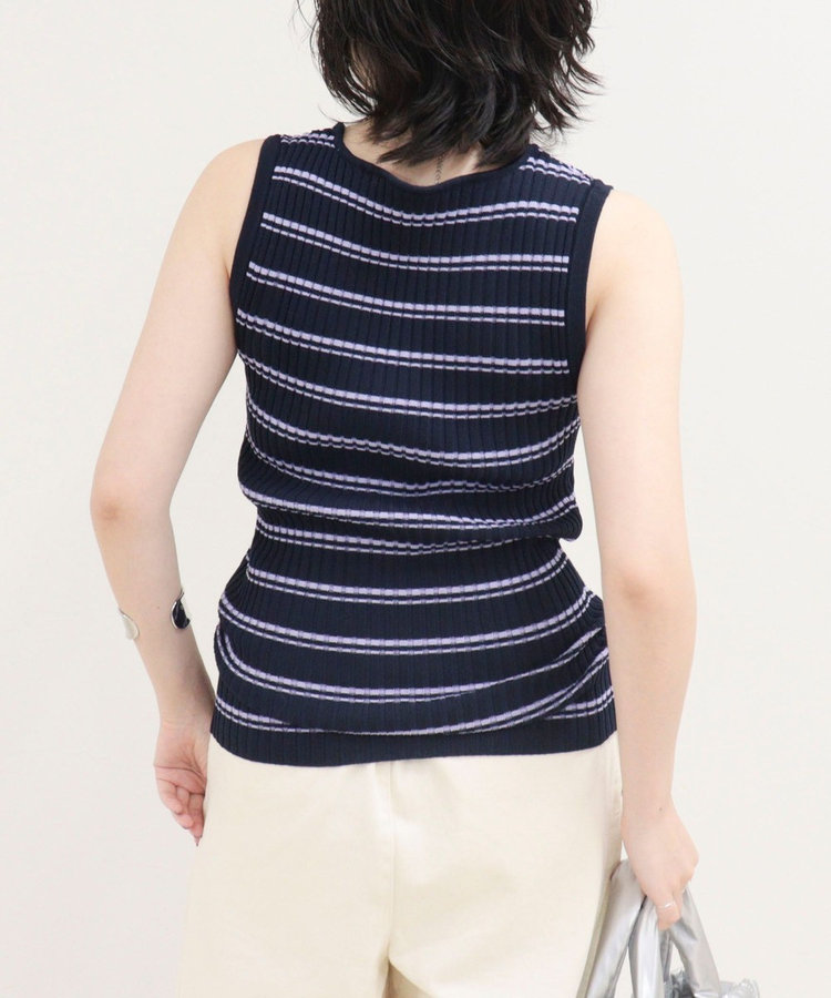 ［WEB限定 SPECIAL SALE！］ボーダーリブニットノースリーブプルオーバー