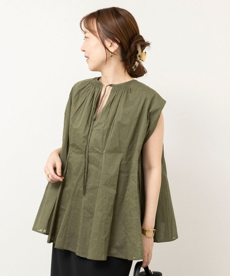 【MARILYN MOON/マリリーンムーン】sheer starched cottonブラウス