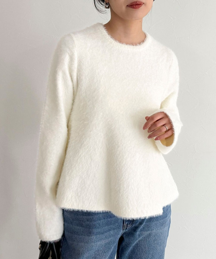 シャギーペプラムニットプルオーバー