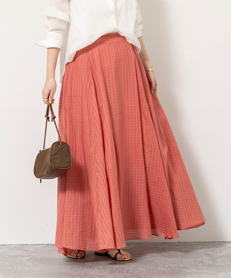 ［WEB限定 TIME SALE！］【WALANCE/ワランス】natural dye sheer cotton check flare スカート