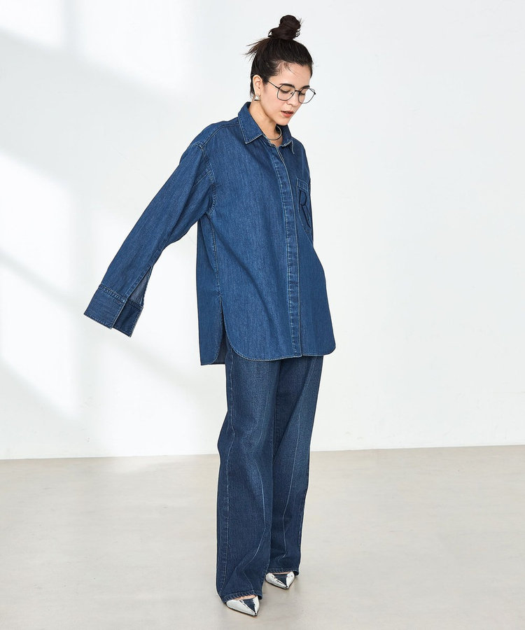 RM denim】刺繍入りビッグデニムシャツ（5-0038-1-01-001）｜Rie