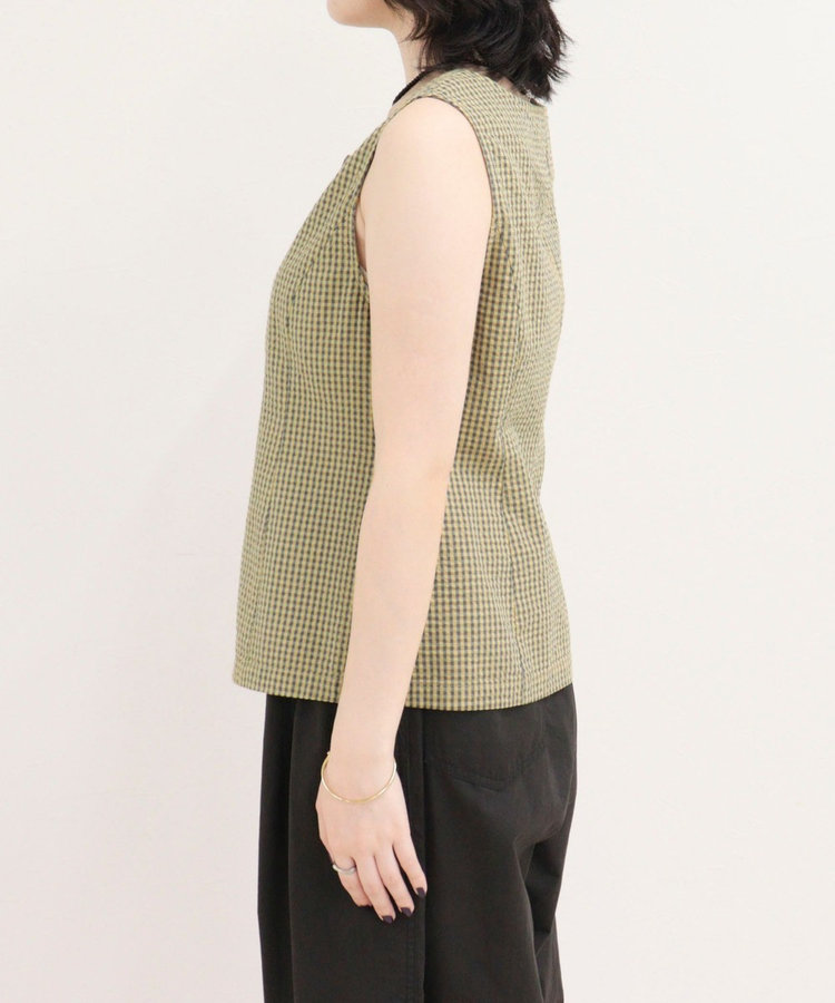 ［WEB限定 SPECIAL SALE！］《セットアップ対応》ギンガム/無地ジレブラウス