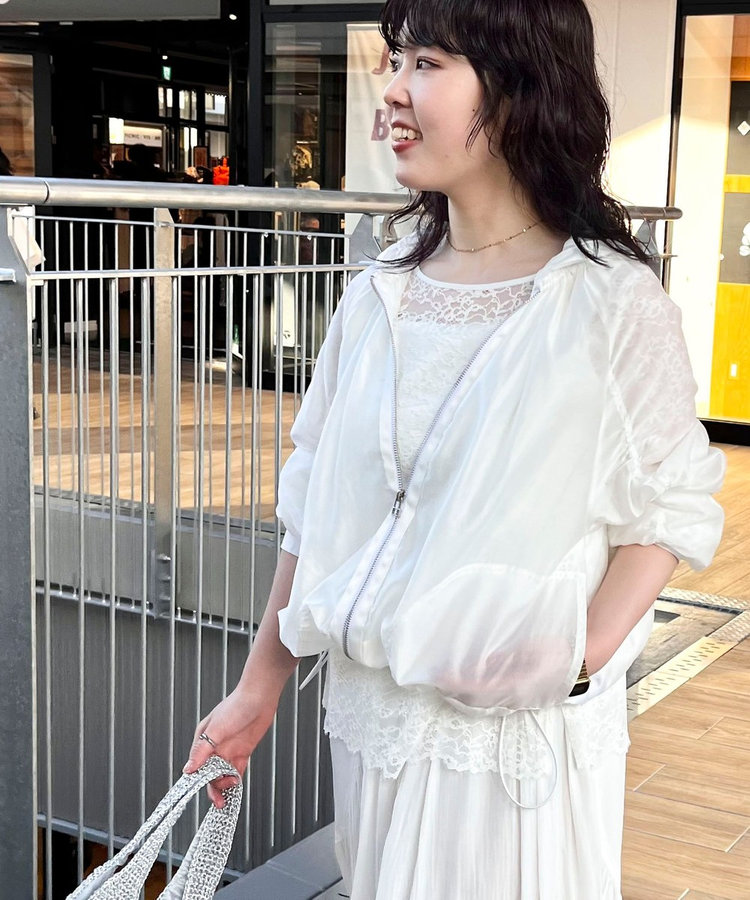 オーガンジーグログランフードブルゾン