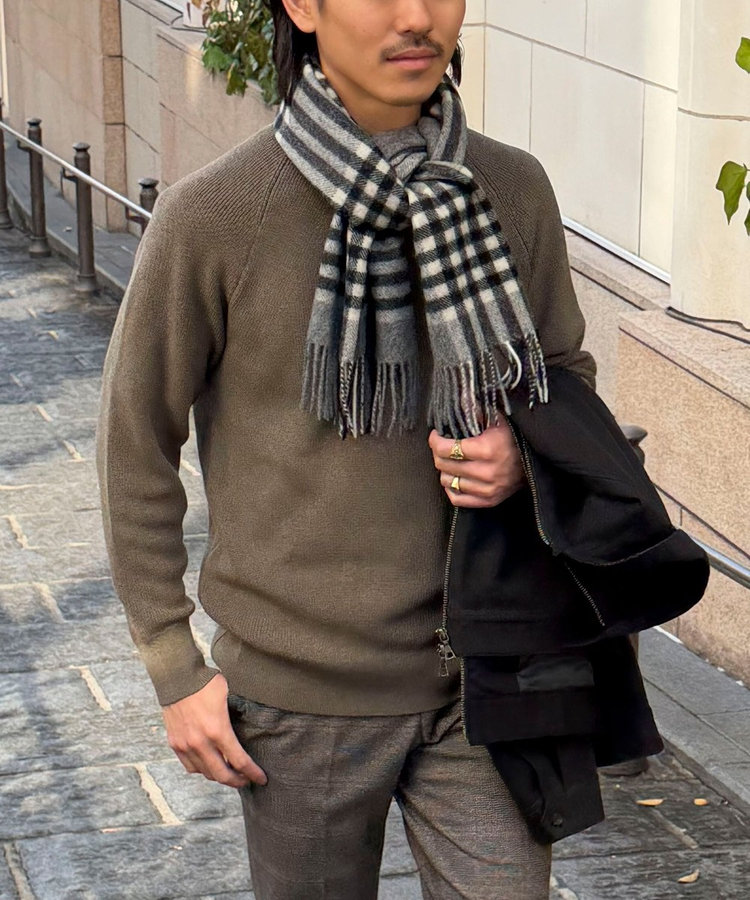 ラグラン片畦プルオーバーニット