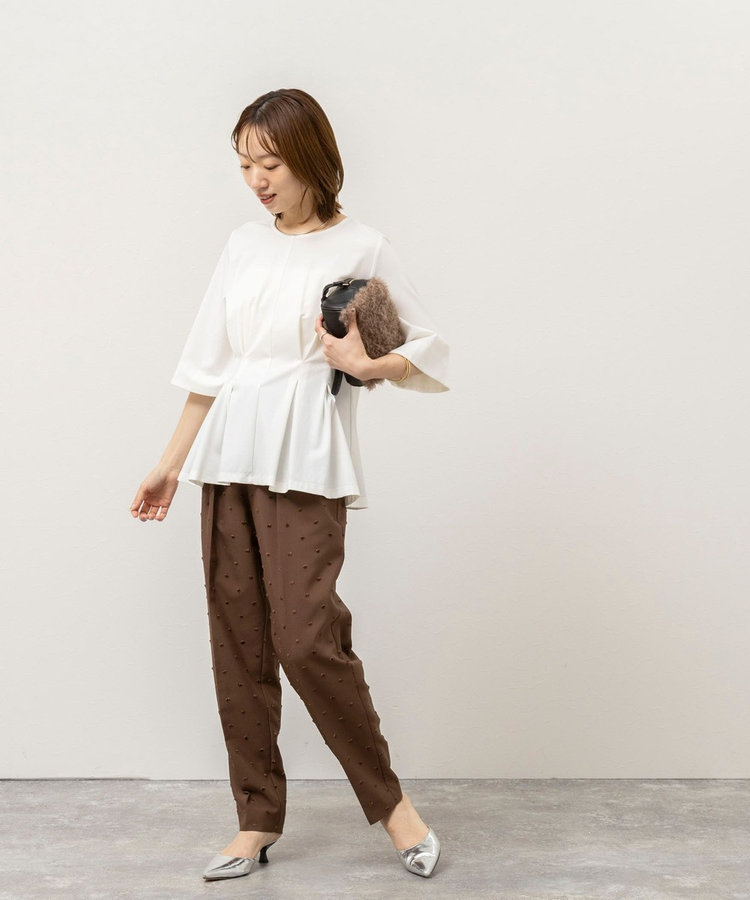 《接触冷感/UVカット》ウォッシャブルハイスペックジャージペプラムプルオーバー