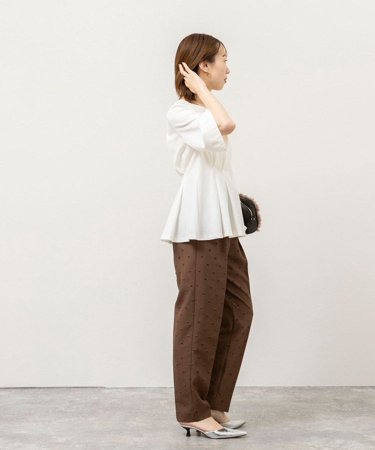 《接触冷感/UVカット》ウォッシャブルハイスペックジャージペプラムプルオーバー