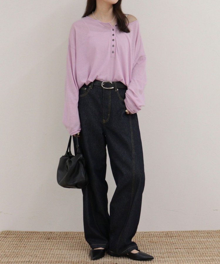 ヘンリー2WAYルーズロンTシャツ