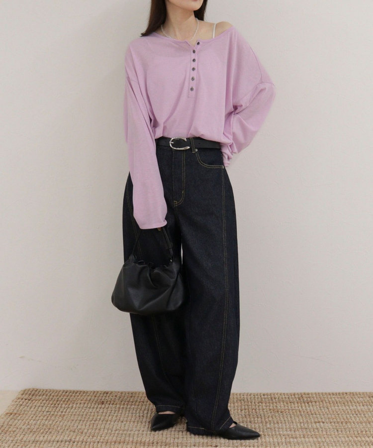 ヘンリー2WAYルーズロンTシャツ