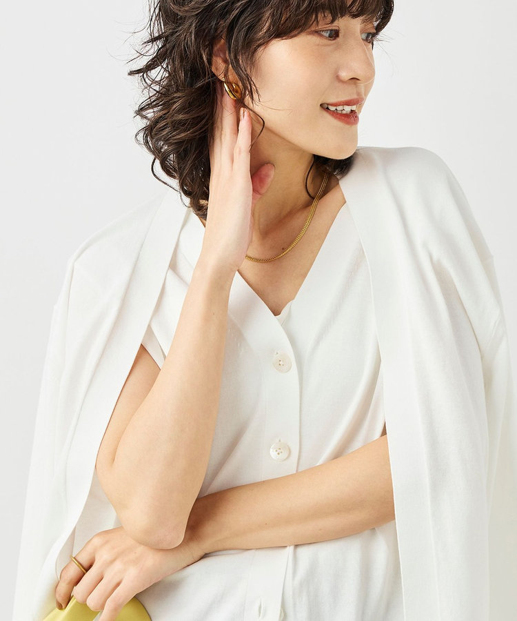 《手洗い可能》ベストドッキングVネックカーディガン