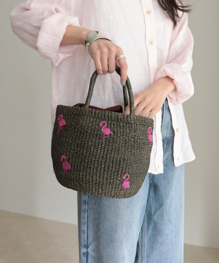 BAGMATI/バグマティ】モチーフ刺繍ラウンドアバカバッグ（6-0518-2-32