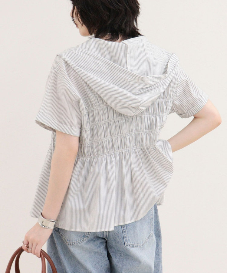 ［WEB限定 SPECIAL SALE！］シャーリングフーディシャツブラウス