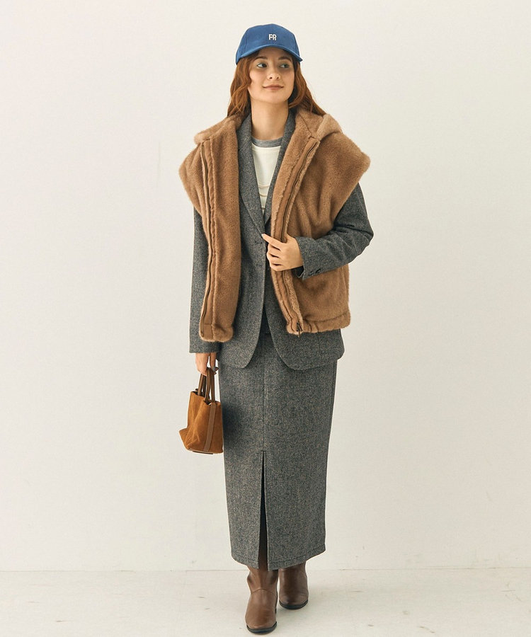 会員限定 BLACK FRIDAY対象］フェイクファーフードベスト（5-0021-6-24