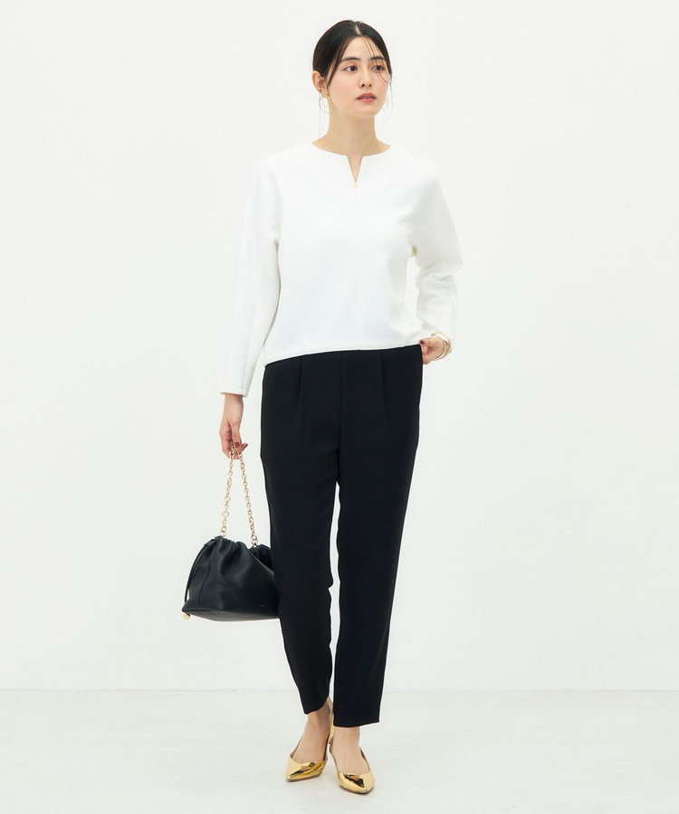 《UVカット/接触冷感/セットアップ対応》ウォッシャブルダンボールキーネックプルオーバー