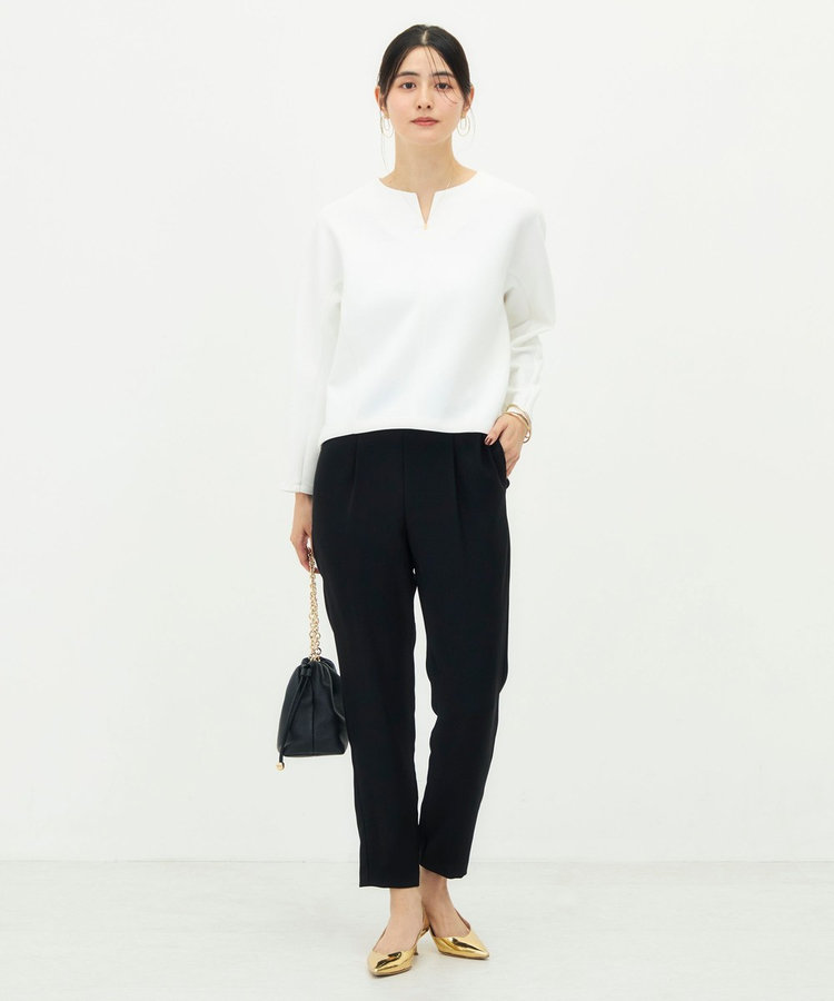 《UVカット/接触冷感/セットアップ対応》ウォッシャブルダンボールキーネックプルオーバー