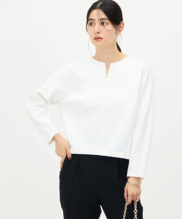 《UVカット/接触冷感/セットアップ対応》ウォッシャブルダンボールキーネックプルオーバー