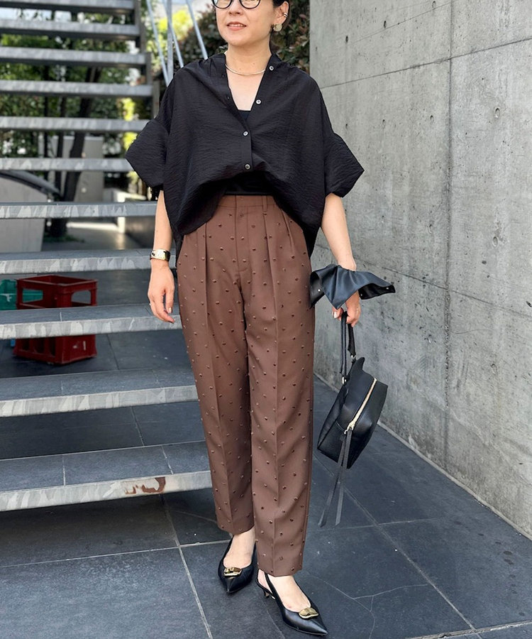 ウォッシャブルドットツッキリテーパードパンツ