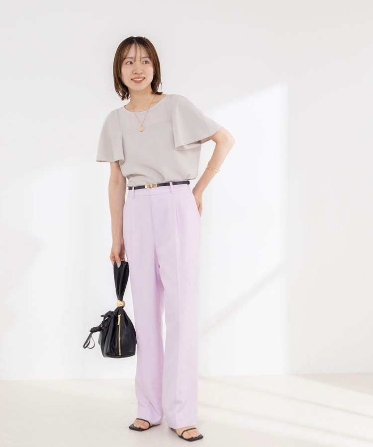 《セットアップ対応》ウォッシャブルストレッチツイル愛されセミワイドパンツ