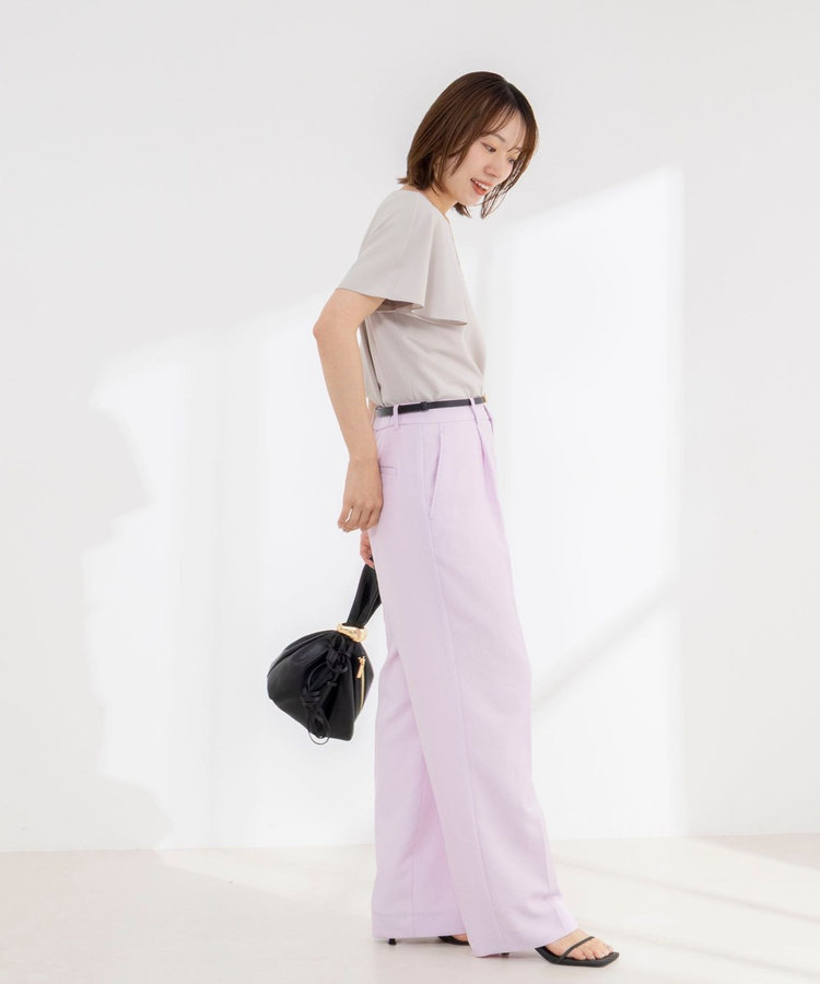 《セットアップ対応》ウォッシャブルストレッチツイル愛されセミワイドパンツ