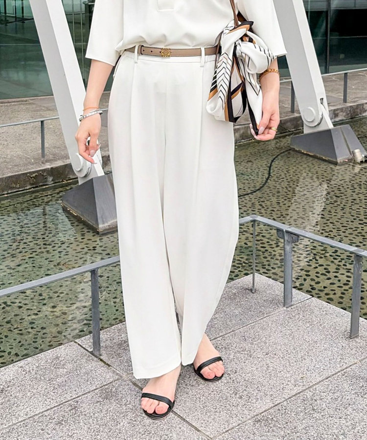 《セットアップ対応》ウォッシャブルイージーツイルセミワイドパンツ