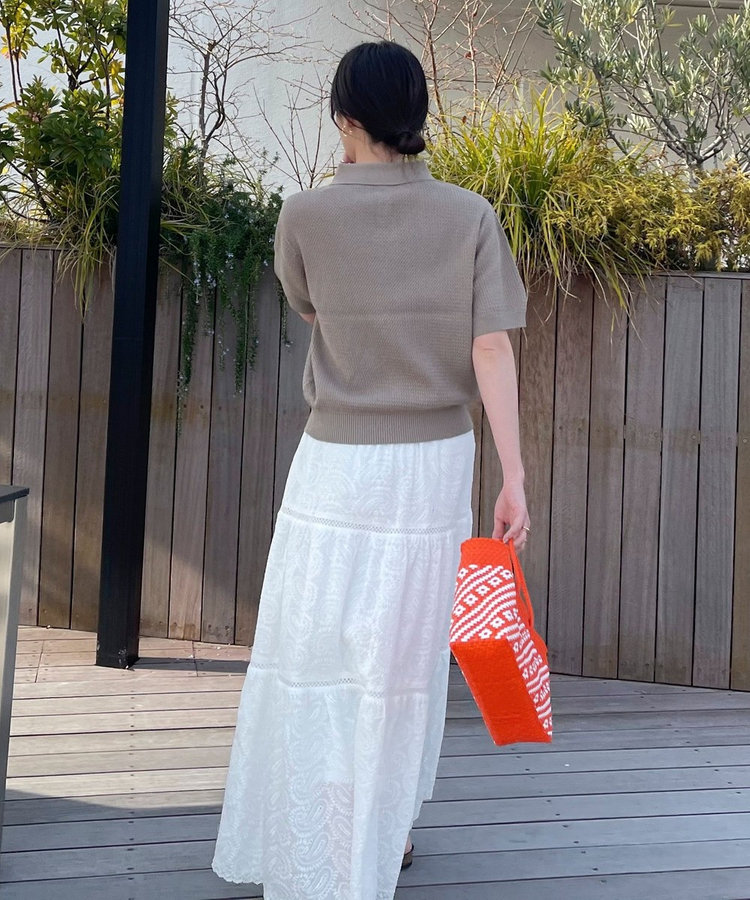 【GEVACO】コットンすかし編みニットポロシャツ