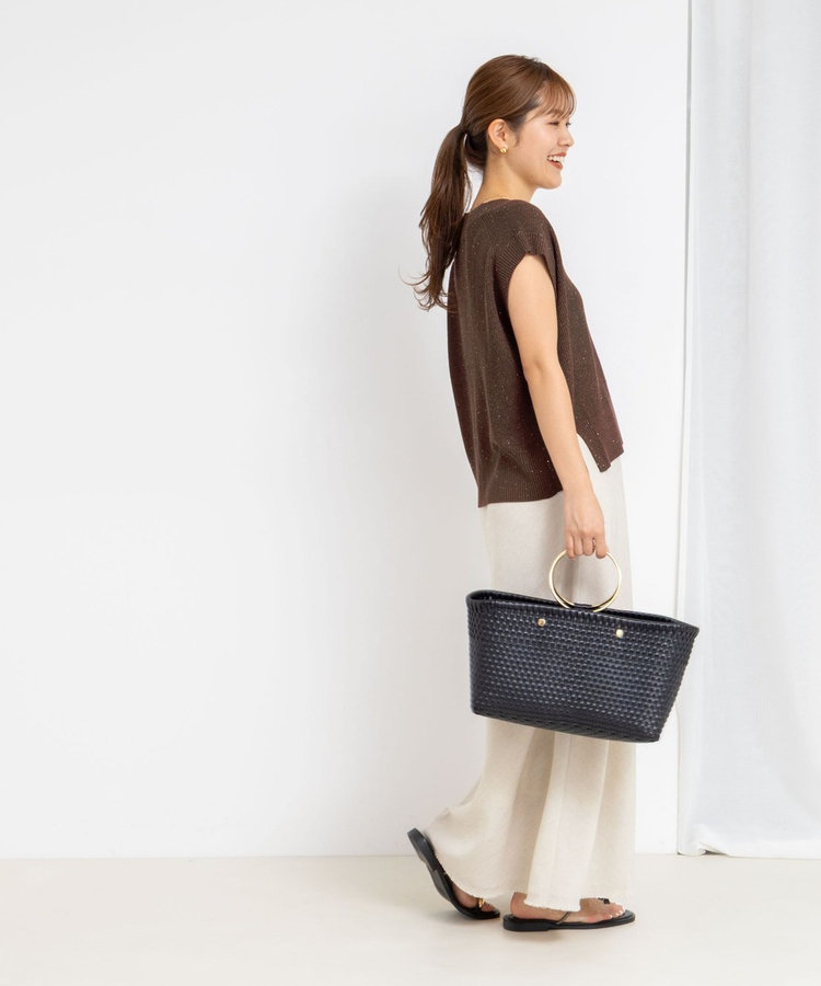 ［WEB限定 SPECIAL SALE！］ラメスパンコールノースリーブVネックプルオーバーニット