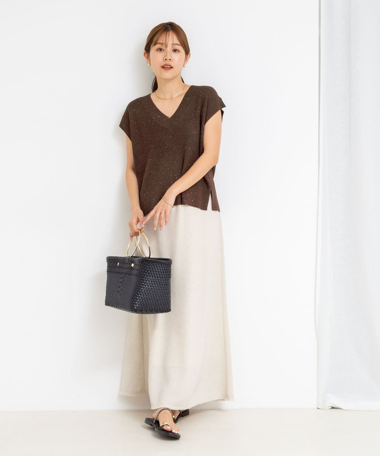［WEB限定 SPECIAL SALE！］ラメスパンコールノースリーブVネックプルオーバーニット
